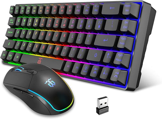 Snpurdiri 60% Wireless Gaming Keyboard and Mouse Combo, LED Backlit by Snpurdiri