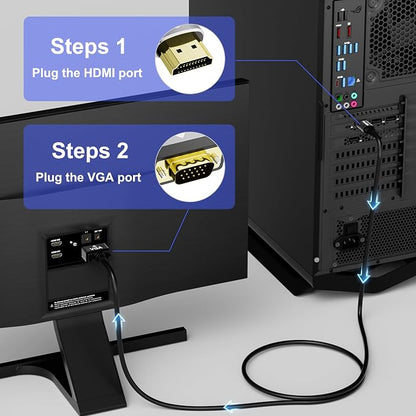 HDMI to VGA Cable 4 FT, Uni-Directional HDMI to VGA Cable, Aluminum Shells - Image 4