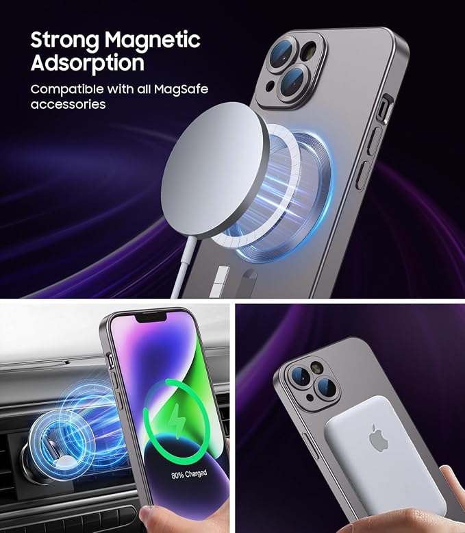 Magnetic for iPhone 14 Plus Case Slim Soft Silicone Bumper Shockproof Metallic - Image 2