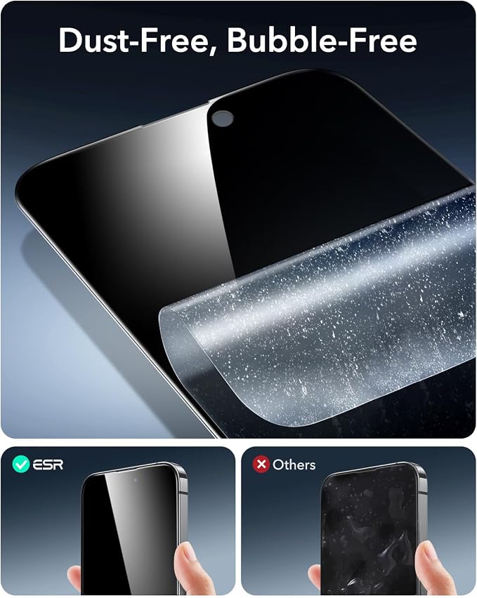 ESR 3 Pack 9H+ Glass for iPhone 14 Pro Max Privacy Screen Protector, Armorite - Image 5