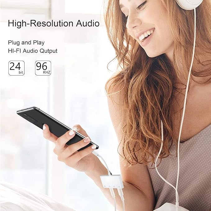 4 in 1 Headphone Splitter, iPhone Headphone Adapter + Dual 3.5mm Headphone Jack - Image 5