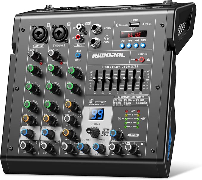 4 Channel Audio Interface DJ Mixer by RiworalAudio