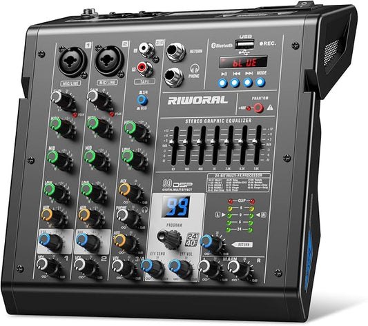4 Channel Audio Interface DJ Mixer by RiworalAudio
