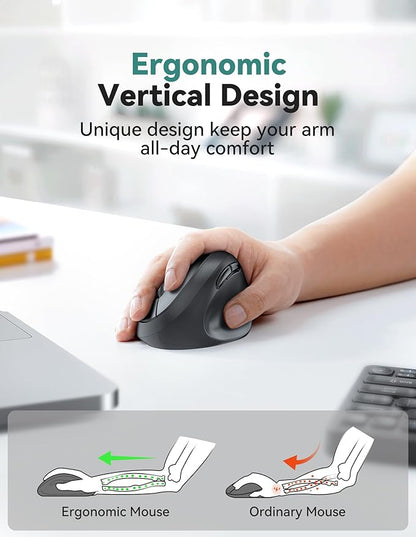 TECKNET Ergonomic Mouse, 4800 DPI Wireless Vertical Mouse, 5 Adjustable DPI - Image 2