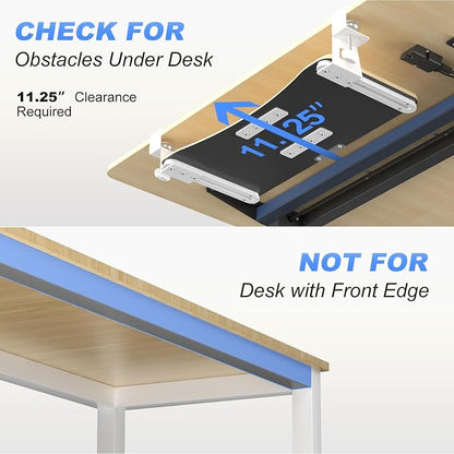 suptek Small Keyboard Tray Under Desk Pull Out - Image 3