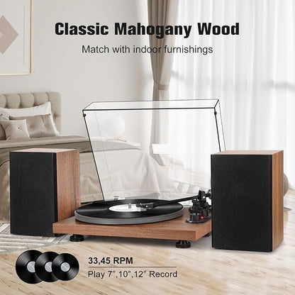 Record Player Turntable with 40W Speakers and Bluetooth Output Input - Image 6