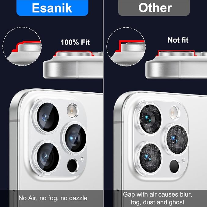 Esanik 2 Pack for iPhone 15 Pro/iPhone 15 Pro Max Camera Lens Protector - Image 3