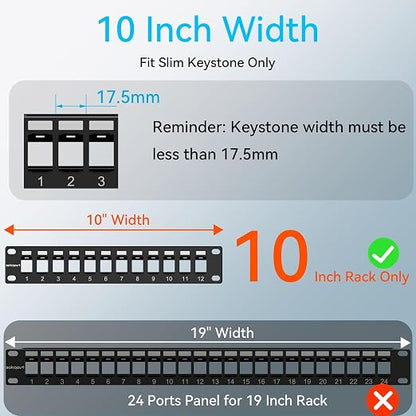 Sokqovt 12 Port Mini Blank Keystone Patch Panel - Image 3