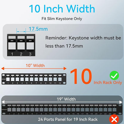 12 Port Mini Blank Keystone Patch Panel - Image 3
