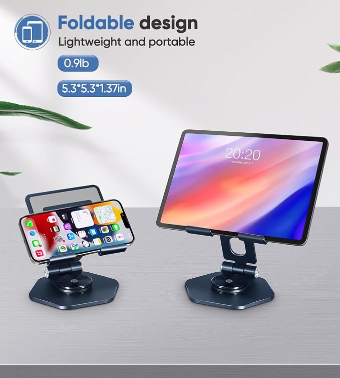 Foldable Aluminum Tablet Stand for Desk, 360° Swivel iPad & Tablet Holder – - Image 5