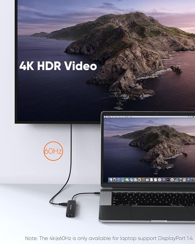 USB C Hub with Ethernet, CableCreation 7 in 1 4k@60Hz HDMI USB C Multiport - Image 3