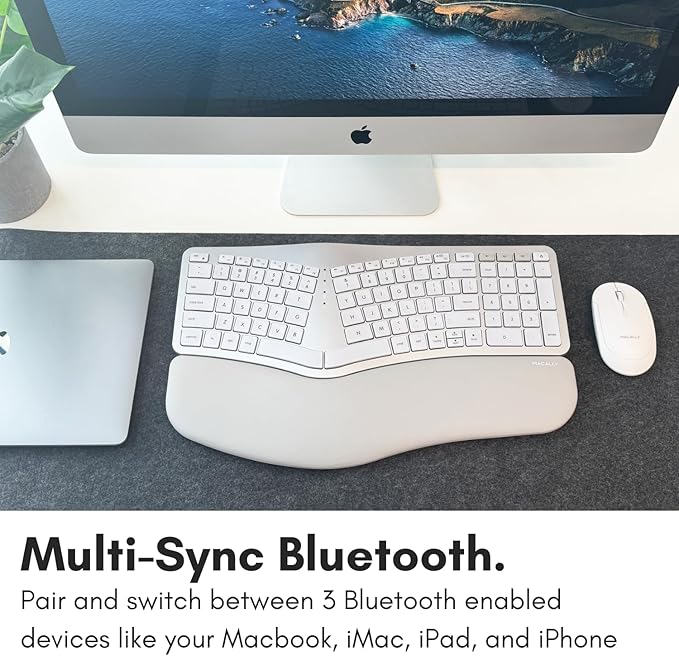 Macally Bluetooth Ergonomic Keyboard, Wireless Split Keyboard, Carpal Tunnel - Image 3