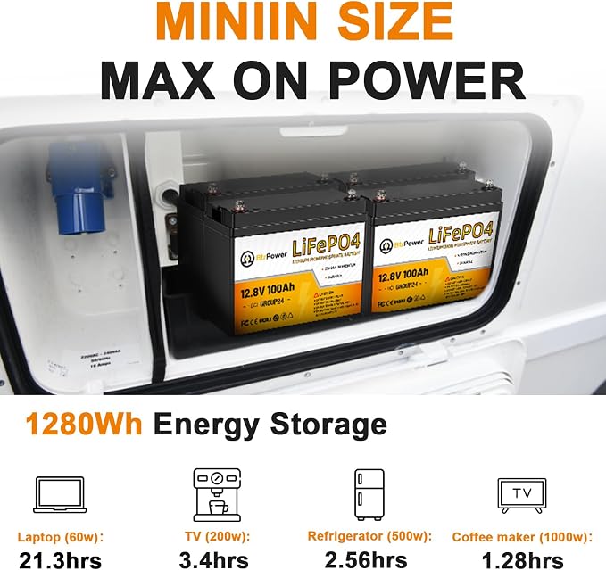 2 Pack 12V 100Ah Mini LiFePO4 Lithium Battery - Image 4