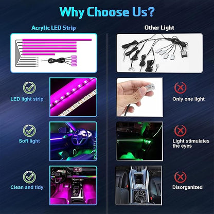 Acrylic Interior Car Lights, Car Accessories 10 in 1 Car LED Strip Lights - Image 2