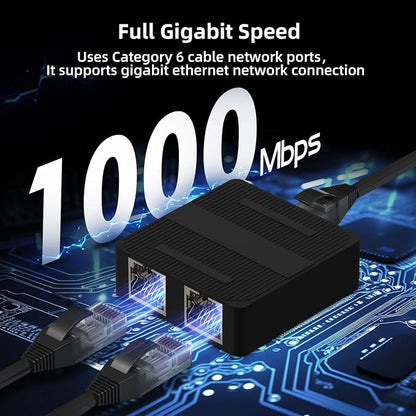 Binardat 1 to 2 Gigabit Network Splitter, 3 Port Gigabit Ethernet Switch - Image 3