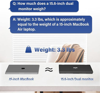 InnoView 15.6" Dual Portable Monitor 1920x1080P FHD 315°Adjustable Dual Stacked - Image 8