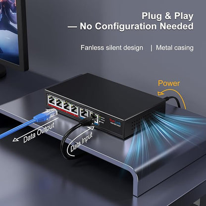 10Gb Ethernet Switch with 4 x 2.5GbE + 2 x 10GbE RJ45 Ports, VunLink 6 Port - Image 5