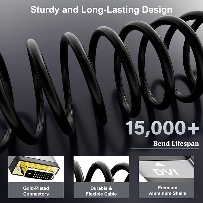 HDMI to DVI Cable 15FT, Bi-Directional DVI to HDMI Male to Male Cord, HDMI A to - Image 4