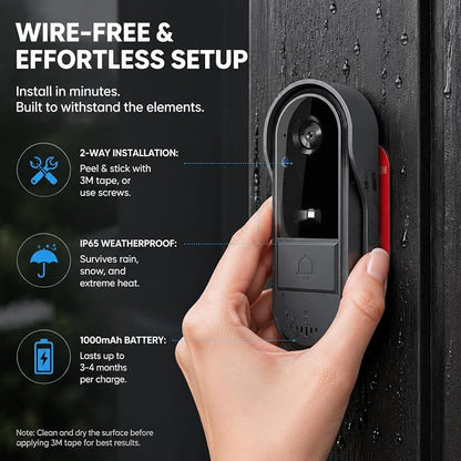TKMARS Video Doorbell Wireless Doorbell Camera, - Image 5