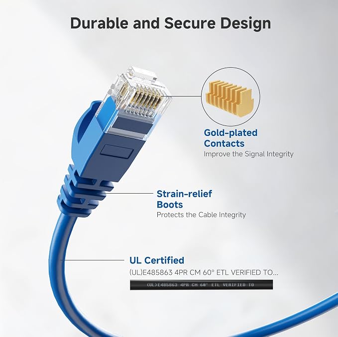 Cable Matters 10Gbps 5-Pack Snagless Cat 6 Ethernet Cable - 7ft - Image 5