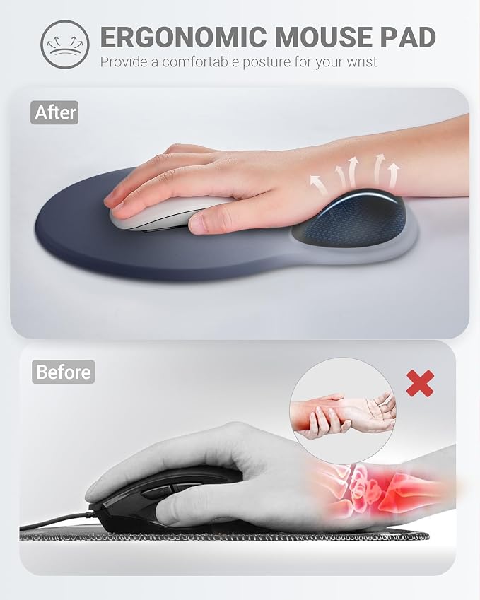 Ergonomic Mouse Pad Wrist Support Set, Memory Foam Keyboard Wrist Rest Set - Image 2