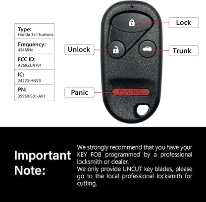 Car Key Fob Remote Keyless Entry Control A269ZUA101 434MHz 3 Button Replacement - Image 3