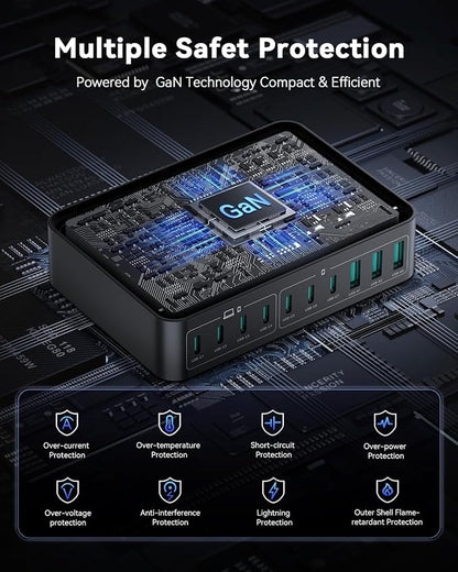 480W USB C Charger Block, Rocoren 10-Ports USB C Charging Station - Image 4