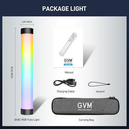 GVM RGB Tube Light with Spotlight, Magnetic Handheld Photography Light - Image 9