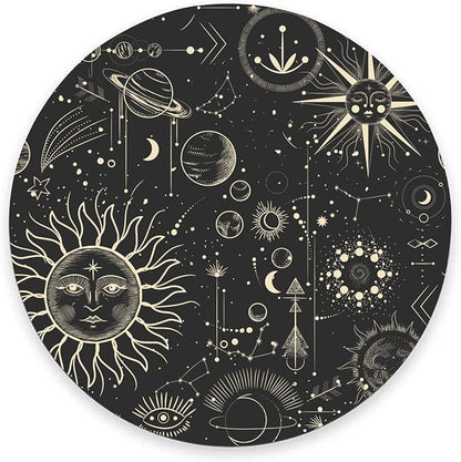 Round Mouse Pad, Celestial Pattern Sun and Moon Mouse Pad, Washable Gaming by Armanza