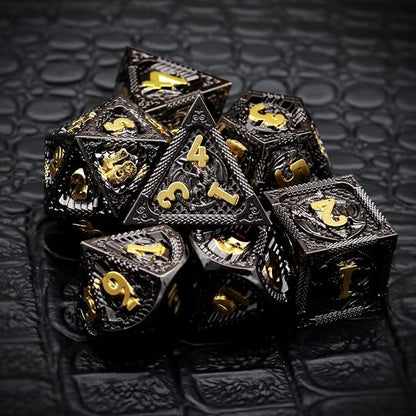 Haxtec Metal DND Dice Set Black Gold Metal D&D Dice - Image 5