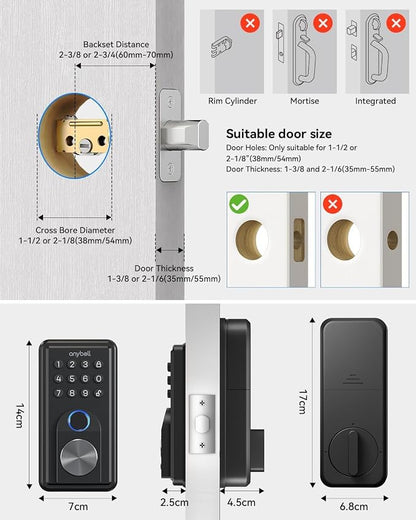 Smart Door Lock, ANYBELL Keyless Entry Door Lock Fingerprint - Image 8