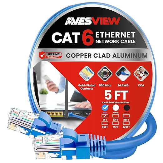 CAT 6 5FT Ethernet Cable, Indoor High-Speed 10Gbps Snagless CAT6 Ethernet Cable - Image 2