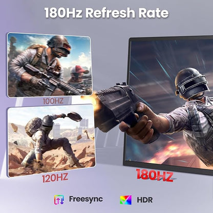 2K 180Hz Portable Monitor, 23.8" 2560x1440 QHD 120% SRGB IPS FreeSync Gaming - Image 3