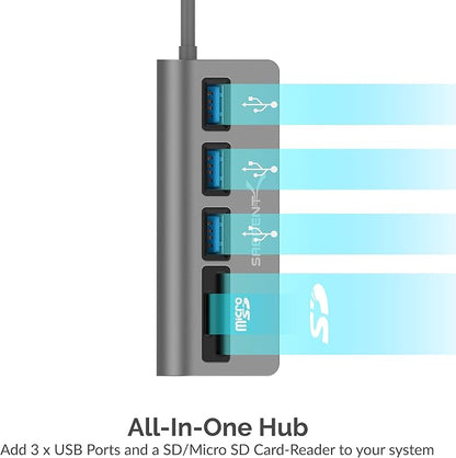 SABRENT USB-C 3.0 Hub, 5-in-1 USB SD Card Reader, SD & TF Dual Slot + 3 USB 3.0 - Image 6