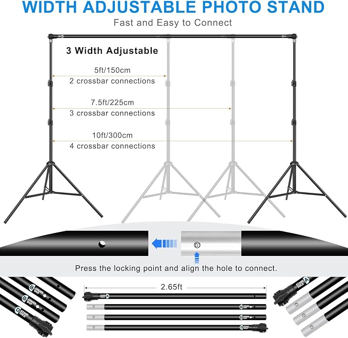 10 x 6.9 Ft Photo Backdrop Support Stand, MSKIRA Adjustable Background Stand - Image 3