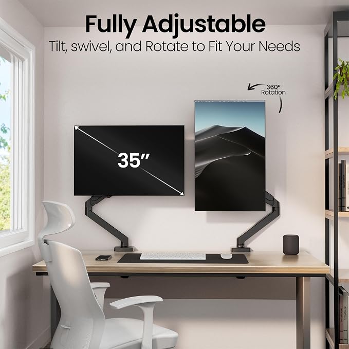 EVEO Premium Single Monitor Arm 14"–34", Adjustable Gas Spring Monitor Mount - Image 4