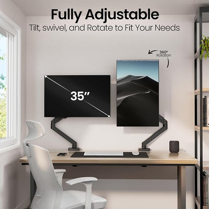 EVEO Premium Single Monitor Arm 14"–34", Adjustable Gas Spring Monitor Mount - Image 4