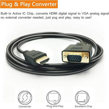 HDMI to VGA Cable, 1080P HDMI Male to VGA Male M/M Video Converter Cord VGA - Image 7
