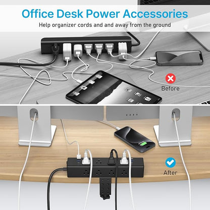 CCCEI Desk Outlet Station 20W USB C Port. 12 Outlet Desktop Clamp Power Strip - Image 6