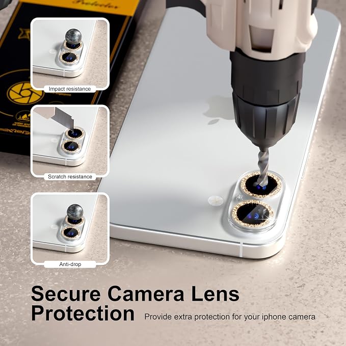 beuxece for 6 Pack iPhone 16 / iPhone 16 Plus Camera Lens Protector 9H Tempered - Image 4