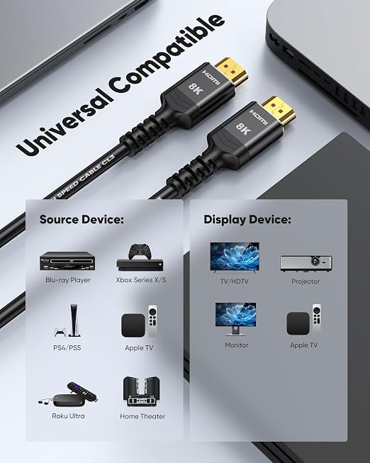 Highwings Short HDMI Cable 2FT/0.7M, HDMI 2.1 Cable Ultra High Speed, Compatible - Image 7