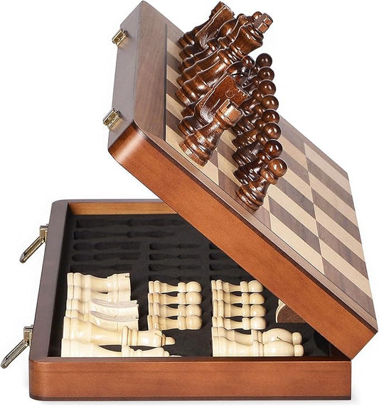 15" Wooden Chess Set with Magnetic Pieces by ELONGDI