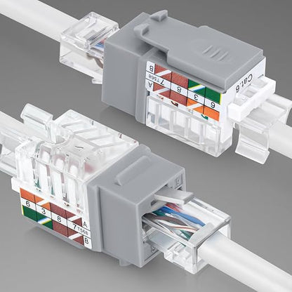 Everest 45° Angled RJ45 Cat6A Keystone Jacks 50-Pack in Gray - Image 8