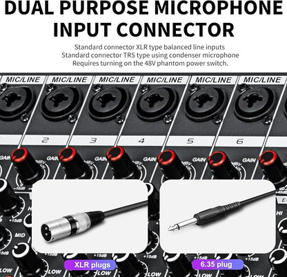 Depusheng MX12 12 Channel Sound Mixer Audio Mixing Console 48V 256DSP - Image 6