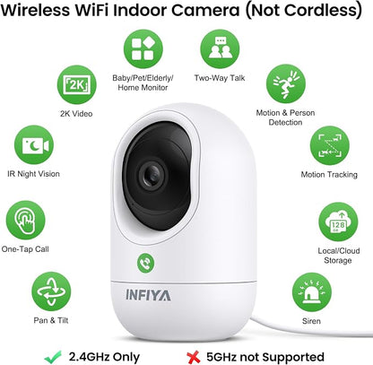 INFIYA 2K Indoor Camera-360° Pan/Tilt Baby/Elderly/Pet Camera - Image 2