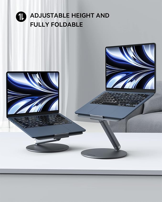 LULULOOK Laptop Stand for Desk 2025, 360 Rotating Adjustable Laptop Riser - Image 3
