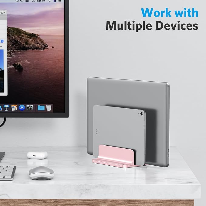 OMOTON Vertical Laptop Stand, Double Desktop Stand Holder - Image 8