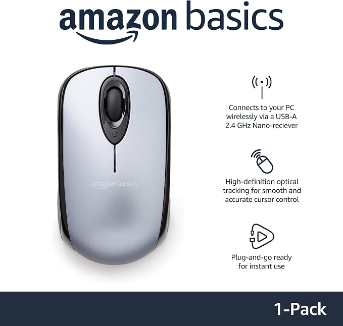 Amazon Basics 2.4 Ghz Wireless Optical Computer Mouse - Image 2