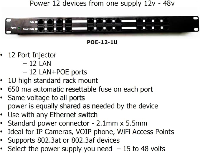 PoE Texas POE-12-24v60w | 12 Port Passive PoE Injector - Image 4