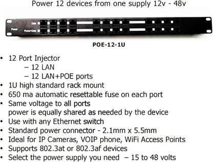 PoE Texas POE-12-24v60w | 12 Port Passive PoE Injector - Image 4